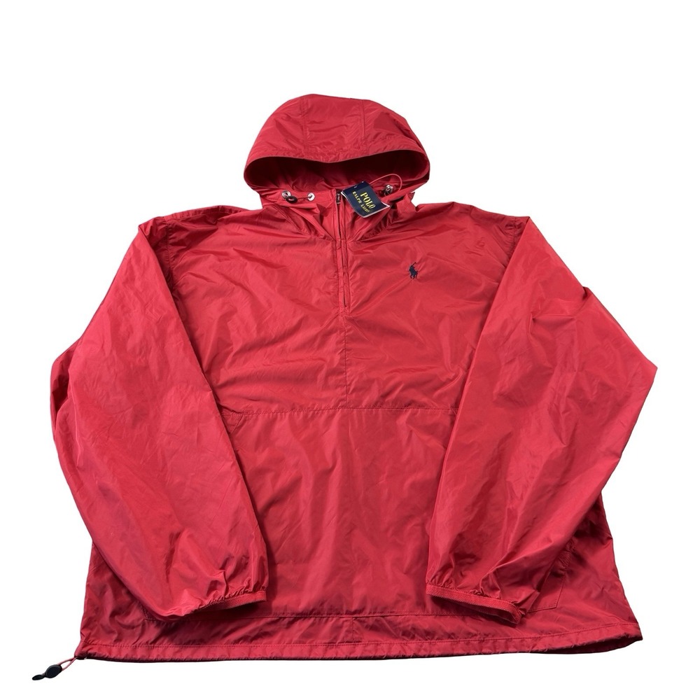 Polo Ralph Lauren Red Hooded Half Zip Anorak Jacket 710842964001 Mens Size S NWT
